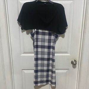 SHEIN Black and White Checkered Midi Dress